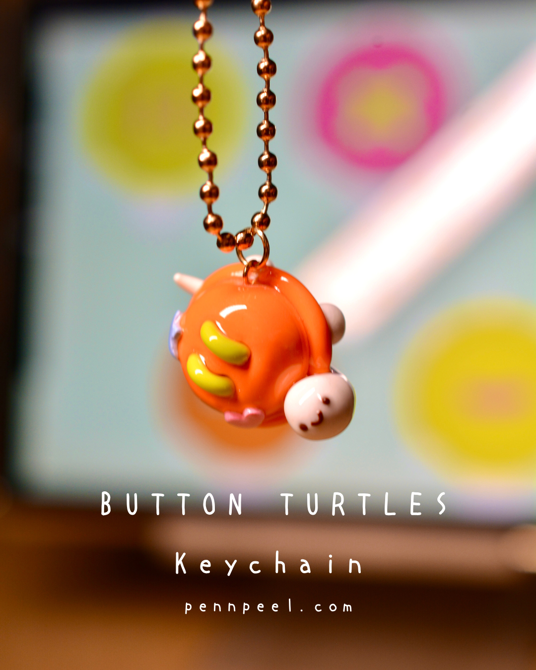 Button Turtle Keychain -  Vibrant Orange 🧡 (Pre-order)
