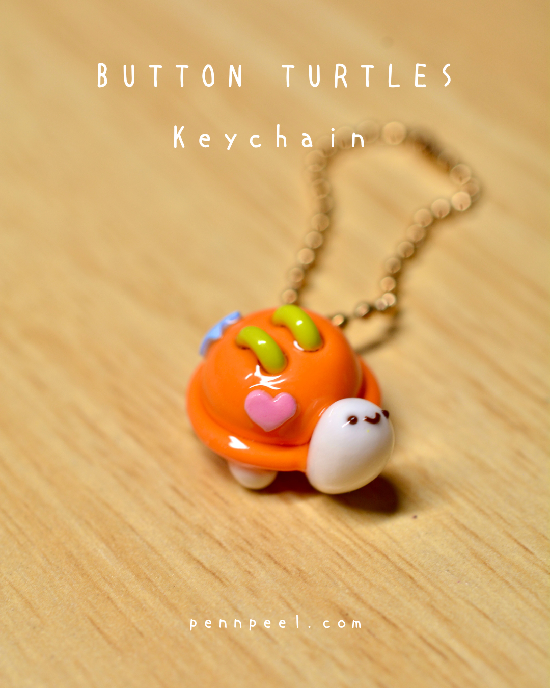 Button Turtle Keychain -  Vibrant Orange 🧡 (Pre-order)