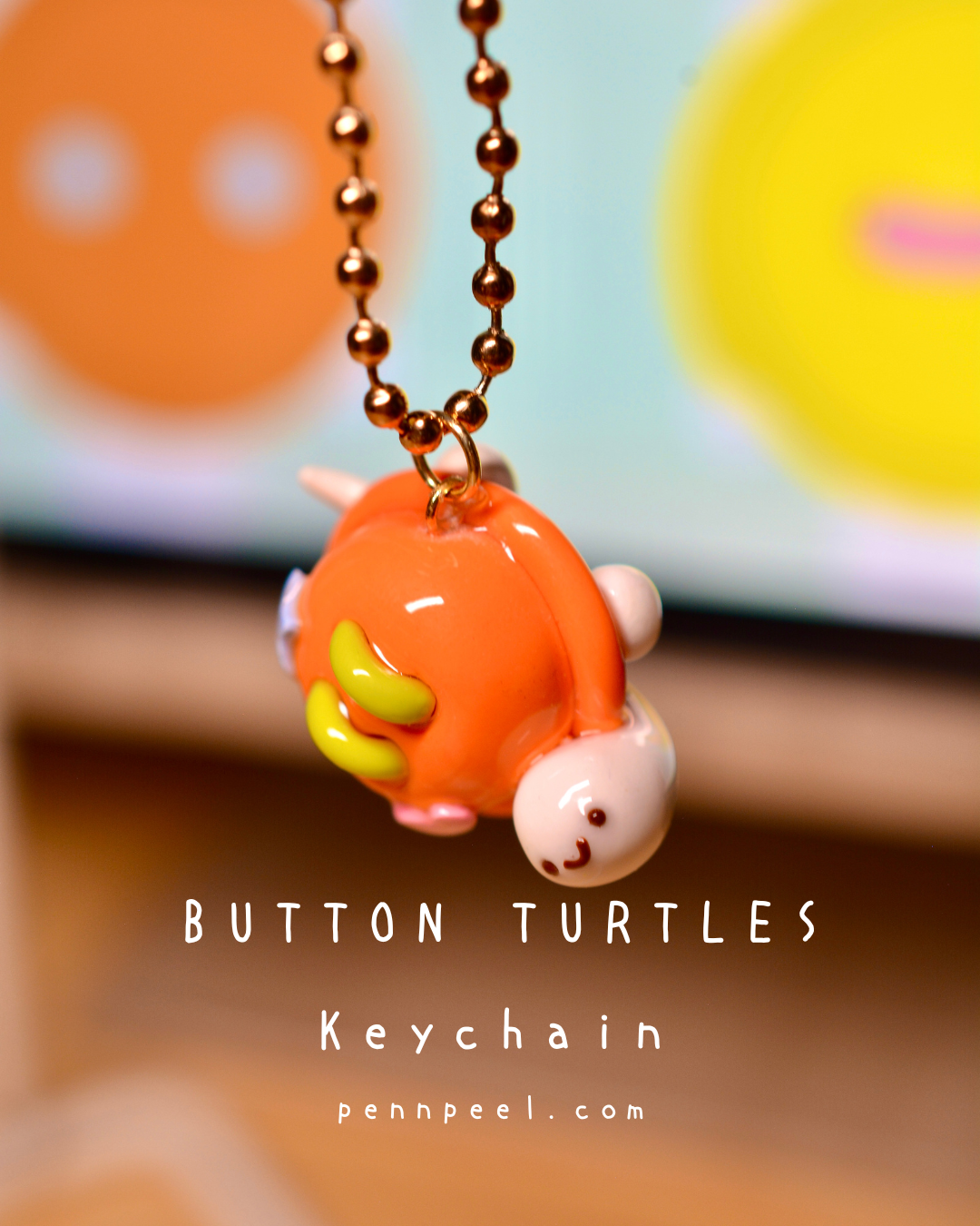 Button Turtle Keychain -  Vibrant Orange 🧡 (Pre-order)