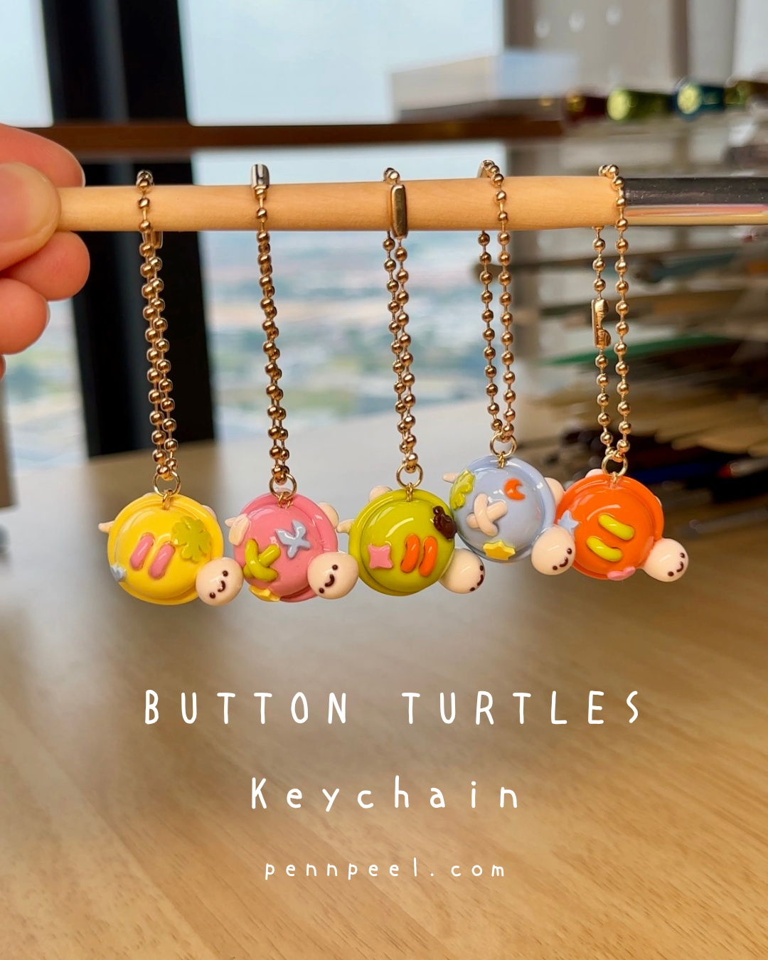 Bundle - 5 pcs Button Turtles Keychains (Pre-order) 🩵🩷💛💚🧡