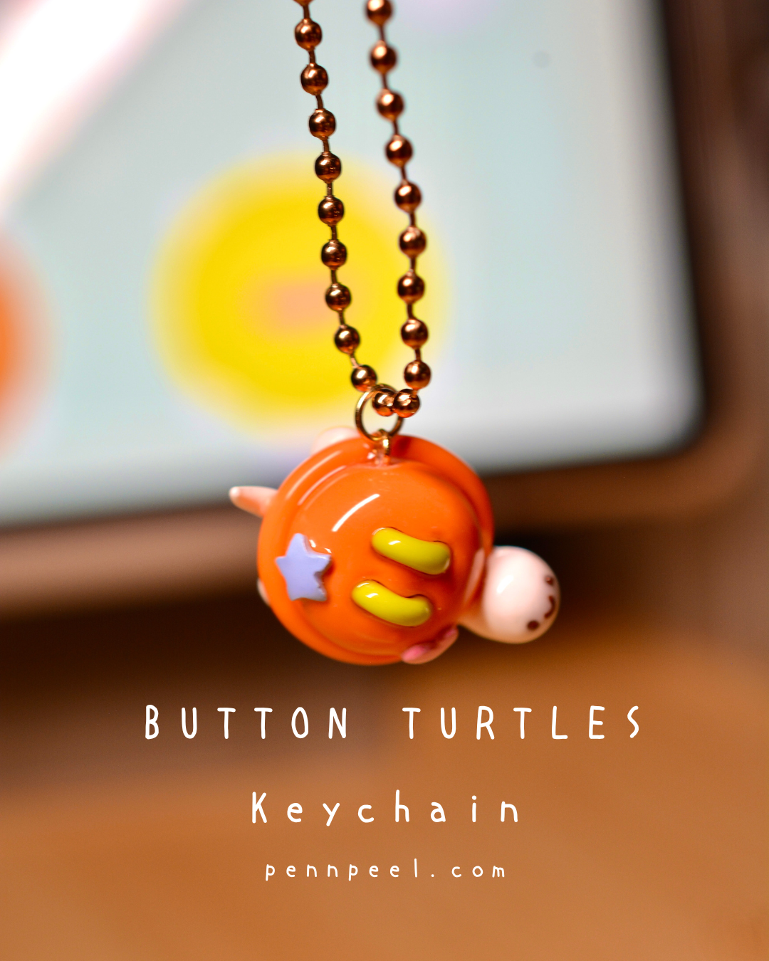 Button Turtle Keychain -  Vibrant Orange 🧡 (Pre-order)