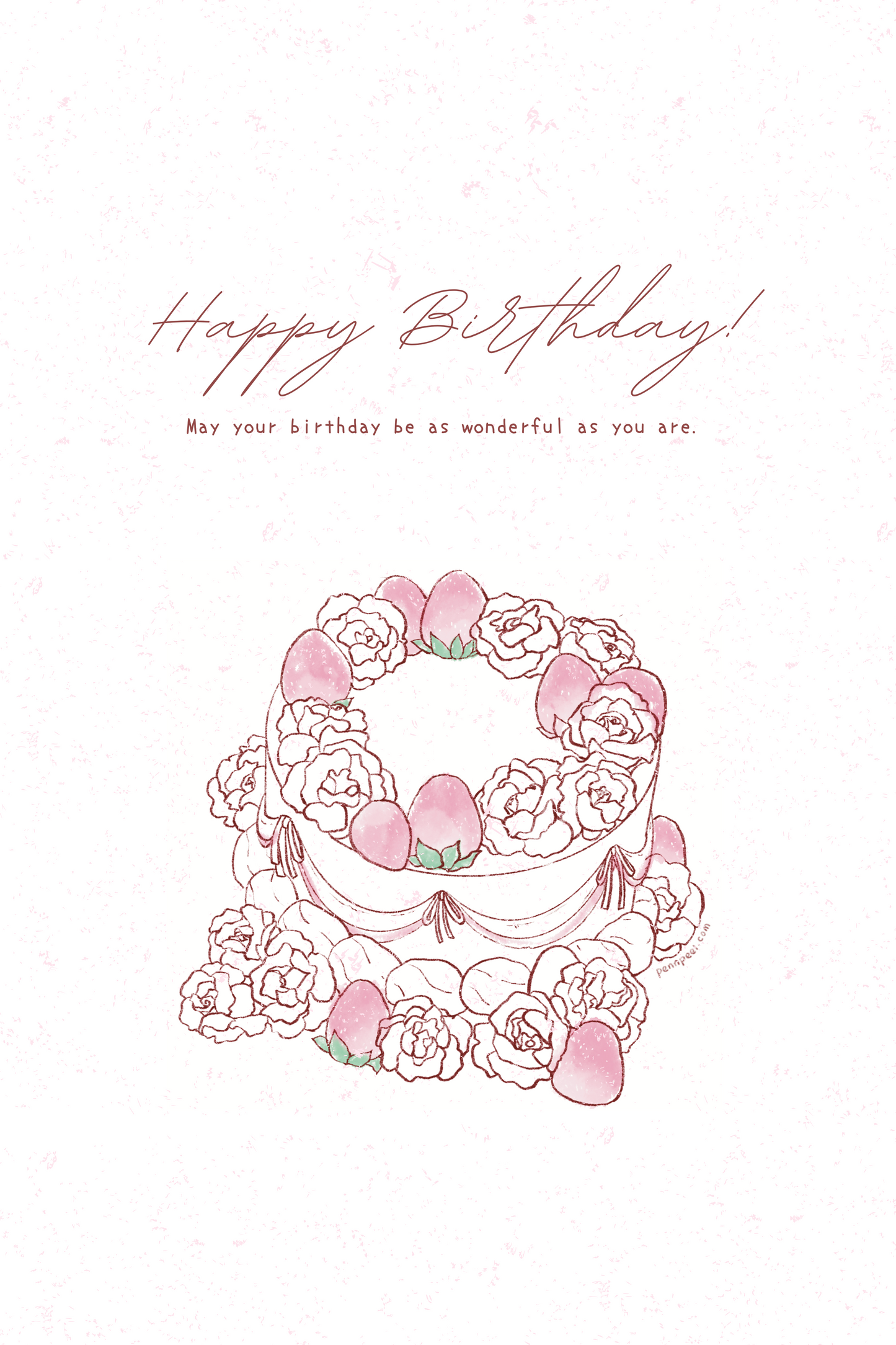 Strawberry Cake Birthday Postcard ππ