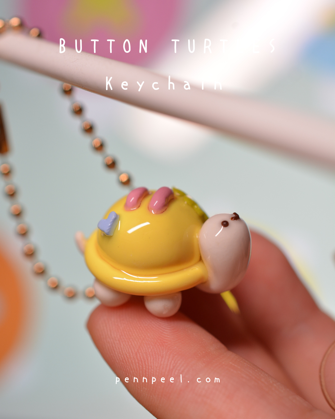 Bundle - 5 pcs Button Turtles Keychains (Pre-order) 🩵🩷💛💚🧡