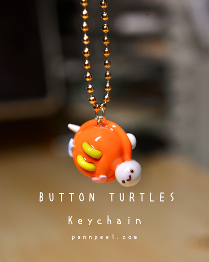 Button Turtle Keychain -  Vibrant Orange 🧡 (Pre-order)