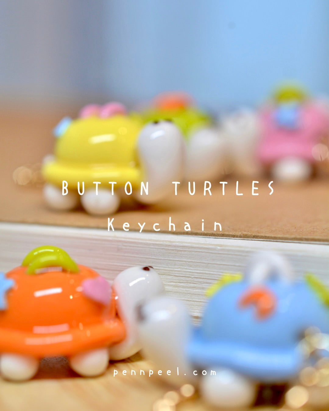 Bundle - 5 pcs Button Turtles Keychains (Pre-order) 🩵🩷💛💚🧡
