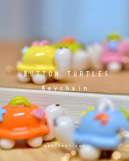 Bundle - 5 pcs Button Turtles Keychains (Pre-order) 🩵🩷💛💚🧡