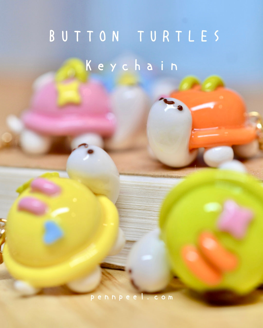 Bundle - 5 pcs Button Turtles Keychains (Pre-order) 🩵🩷💛💚🧡