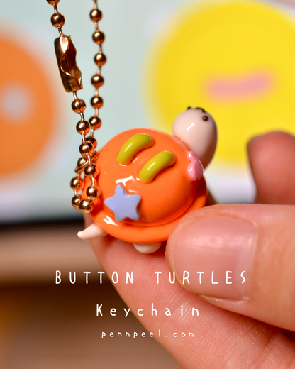 Bundle - 5 pcs Button Turtles Keychains (Pre-order) 🩵🩷💛💚🧡