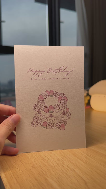 Strawberry Cake Birthday Postcard 🍓🎂