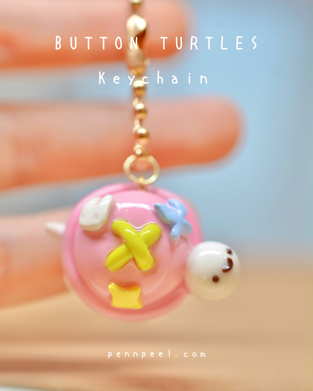 Button Turtle Keychain -  Blush Pink 💗 (Pre-order)