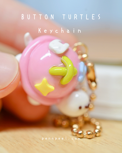 Bundle - 5 pcs Button Turtles Keychains (Pre-order) 🩵🩷💛💚🧡